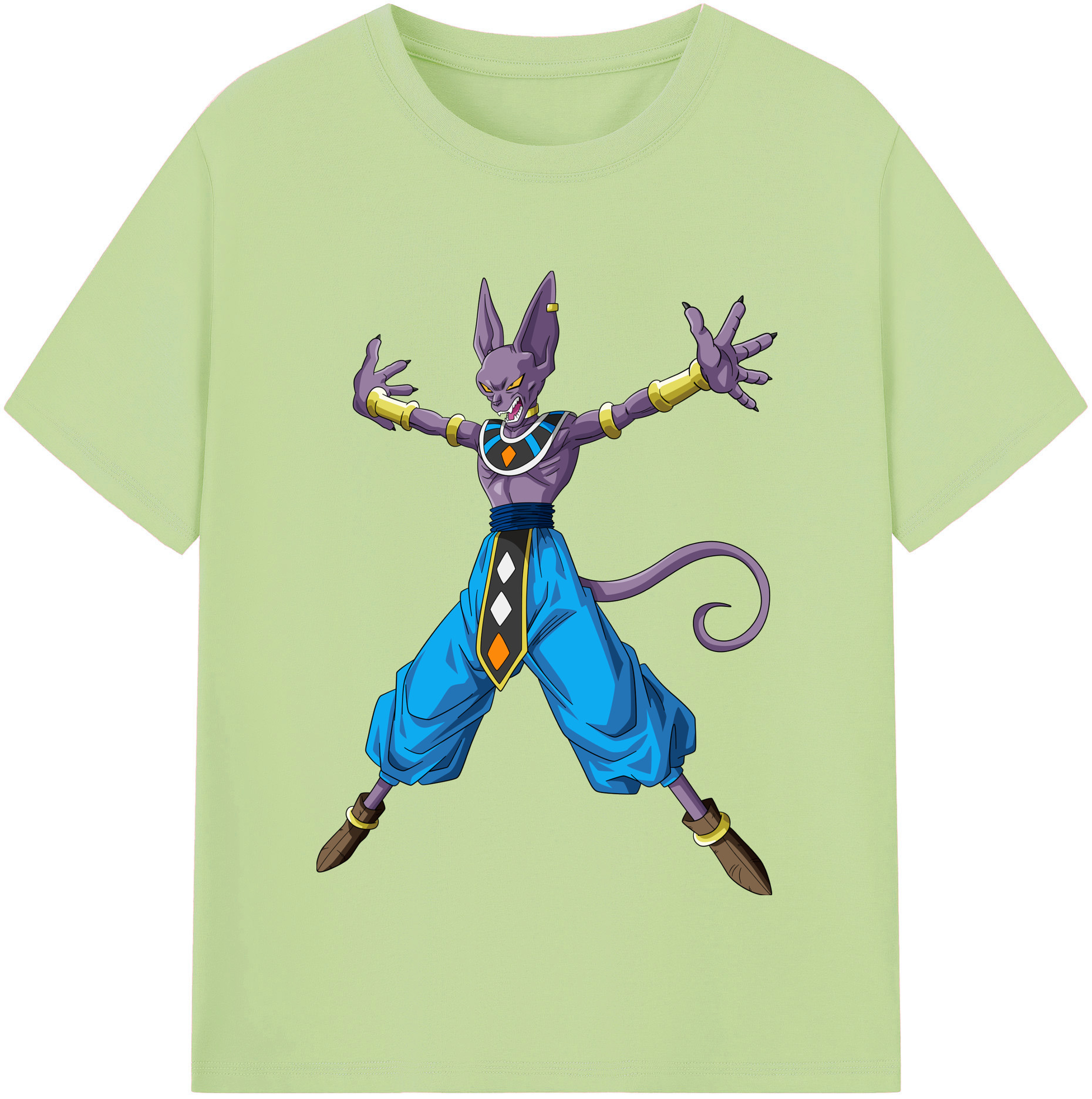 （画像用） ドラゴンボール ビルス 破壊神ビルス DRAGON BALL Beerus Birusu 綿100％半袖Tシャツ（フロントプリント）